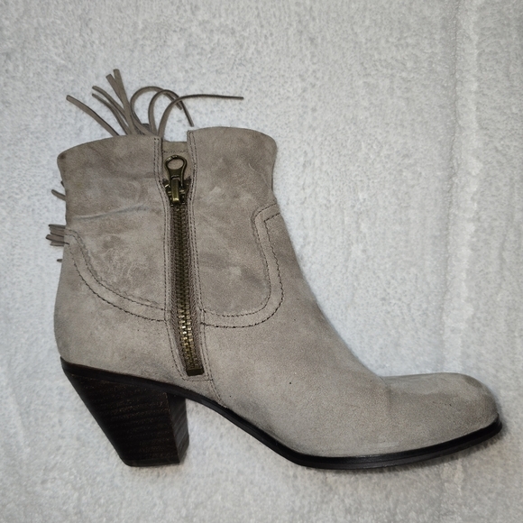 Sam Edelman Louie Tanish Gray Fringe Ankle Bootie 9 Western Cowgirl - Picture 9 of 13